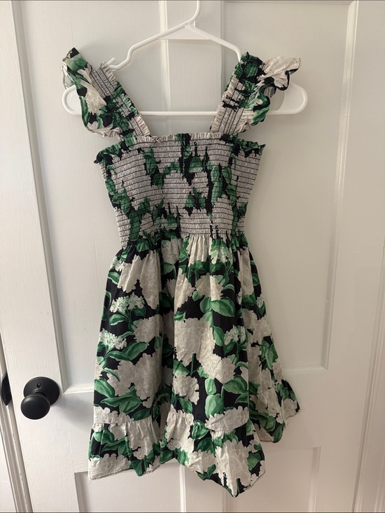 Hill House Dresses & Skirts - Hill House Black, Creamy White & Green Floral Smocked Mini Dress